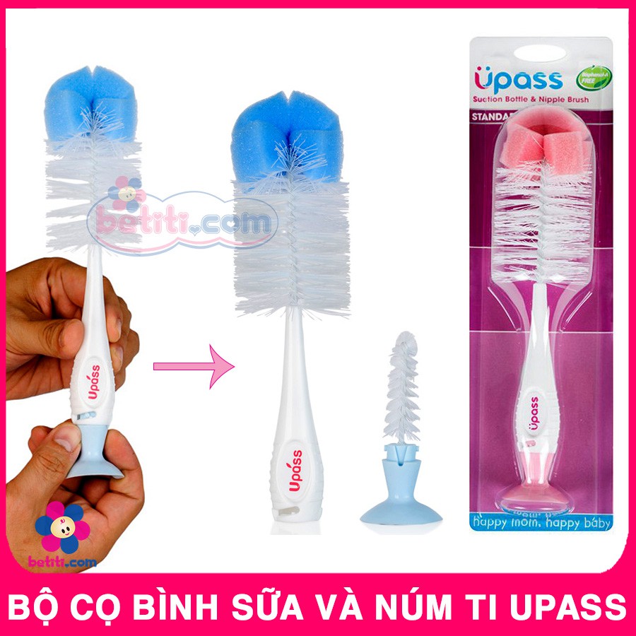 Bộ Cọ Bình Sữa Upass Kèm Đầu Cọ Vệ Sinh Nùm Ty Tiện Lợi - 8935302401748