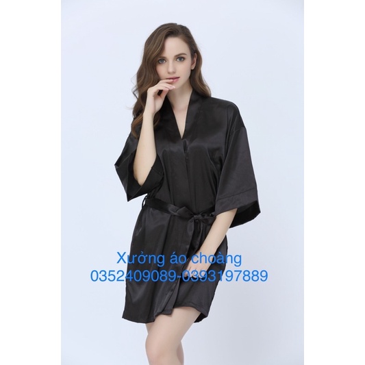 Áo choàng lụa salon-makeup-spa-studio màu đen