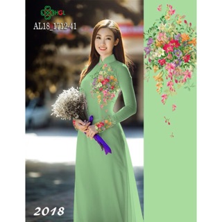 Vải áo dài tằm ý/ lụa nhật hoa ngực