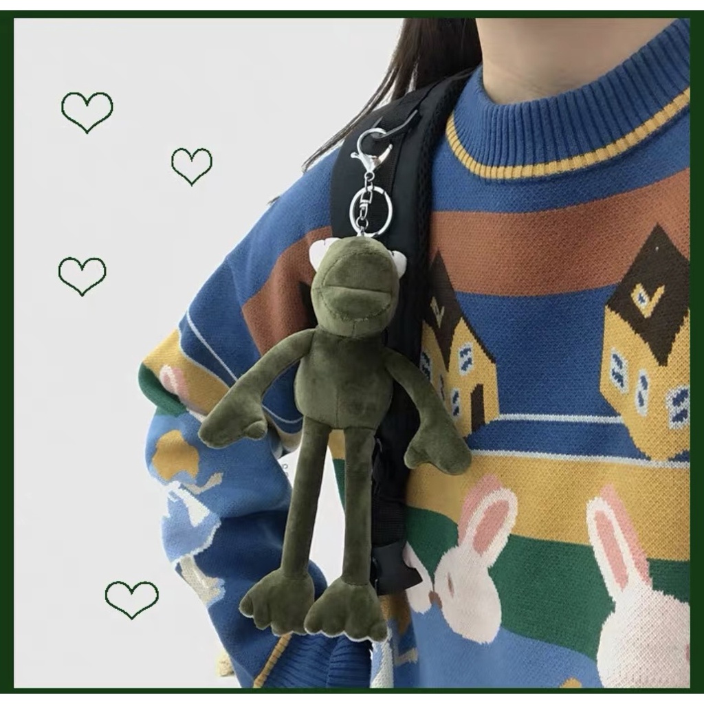 Móc khóa cute, móc chìa khóa gấu bông hình ếch chân dài treo balo túi xách rẻ đẹp TUCANVAS TCV41