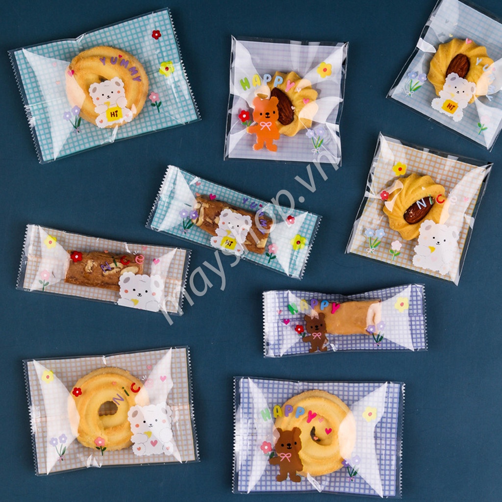100 Túi kẹo Nougat Gấu kẻ caro/ TK63
