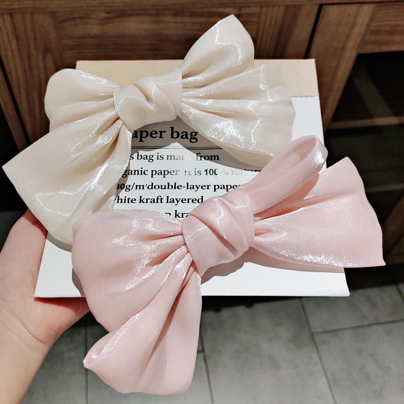 Kẹp Tóc Nơ Bản To Satin