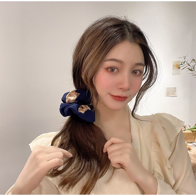 Scrunchies cột tóc vải gấu nâu hàn quốc xinh xắn S17