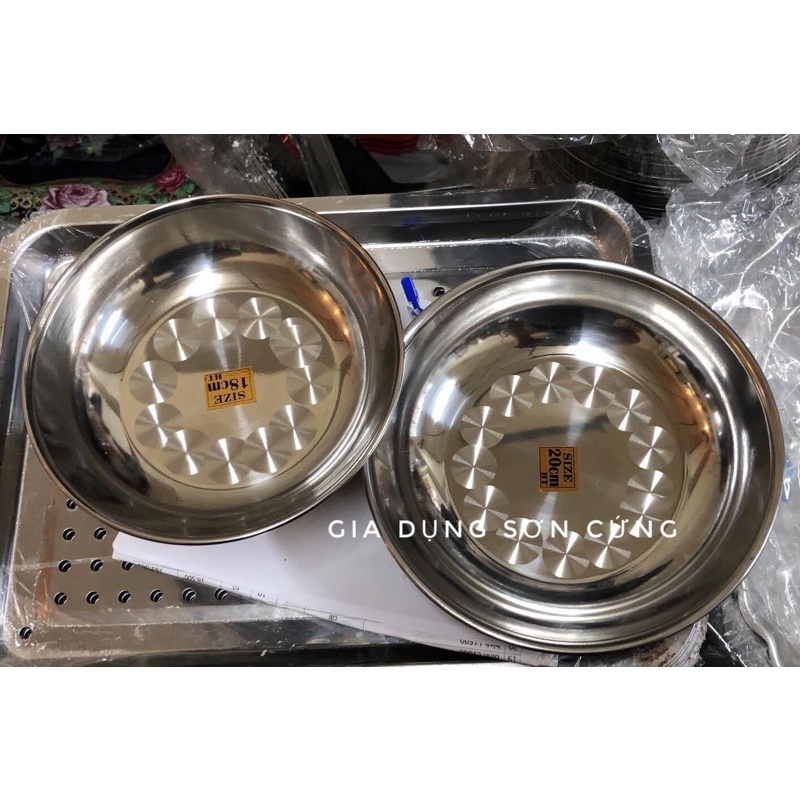 Dĩa inox sâu lòng/ giá cân inox size 18-20-22-24-26-28
