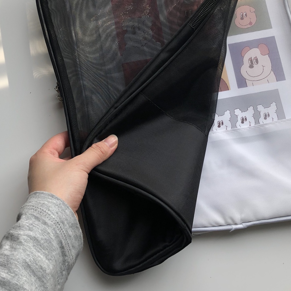 Túi Lưới Trong Suốt Đựng Tài Liệu Khổ A4 Có Khóa Kéo Tiện Dụng