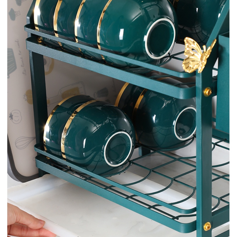 kệ bát. giá úp chén đĩa. kệ bát xanh cổ vịt kèm ống đũa là giá troe thớt. kệ úp chén đĩa màu xanh cổ vịt. giá úp bát