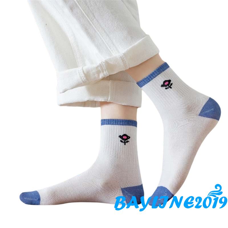 Vớ dệt kim thoáng khí chống trượt in họa tiết hoạt hình dễ thương cho nữ