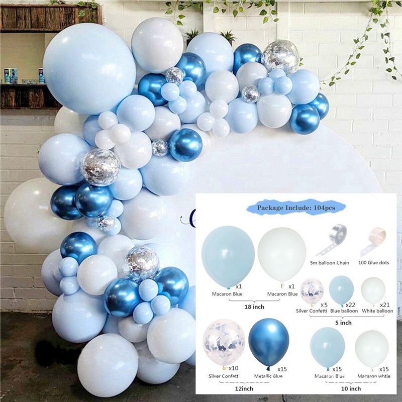Bóng bay Macaron màu xanh Vòng hoa Arch Kit Trang trí tiệc sinh nhật Latex Ballon Đám cưới Sinh nhật Tiệc em bé Tắm cho trẻ em Balo