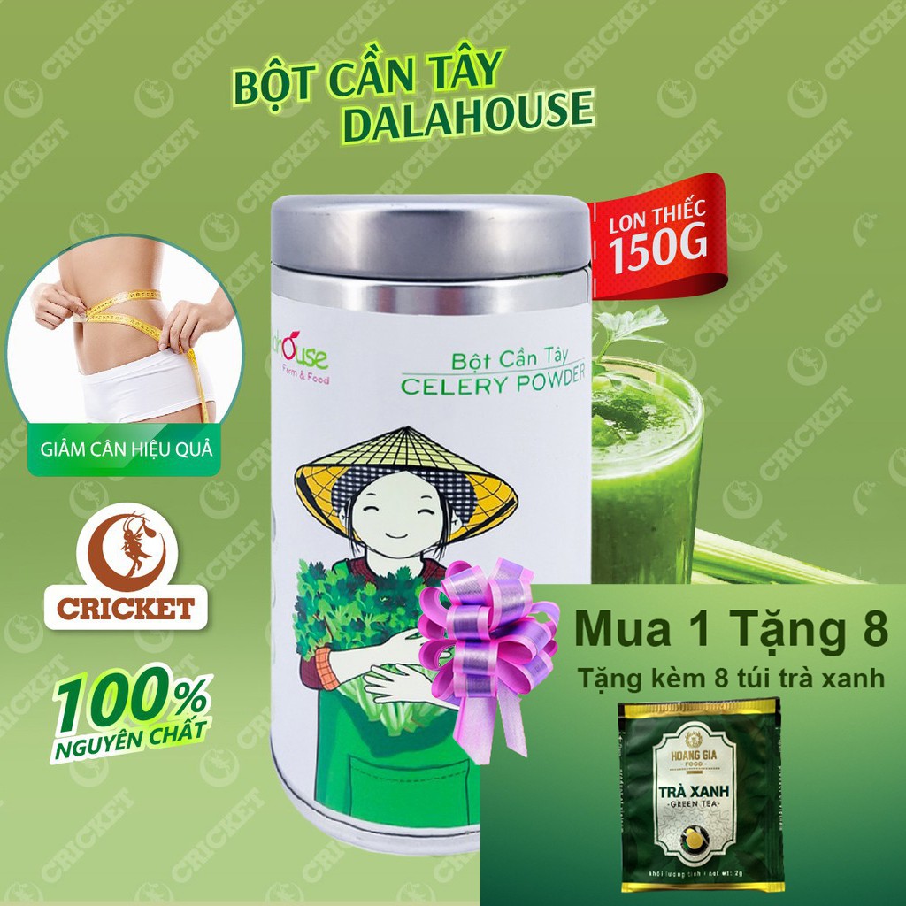 [Mã 267FMCGSALE giảm 8% đơn 500K] Bột cần tây sấy lạnh nguyên chất Dalahouse (Lon 150g) giúp giảm cân, detox, trắng da