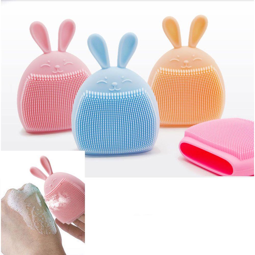 1 Bàn Chải Silicone Rửa Mặt Tẩy Tế Bào Chết Làm Sạch Sâu Lỗ Chân Lông Thiết Kế Hình Thỏ Dễ Thương