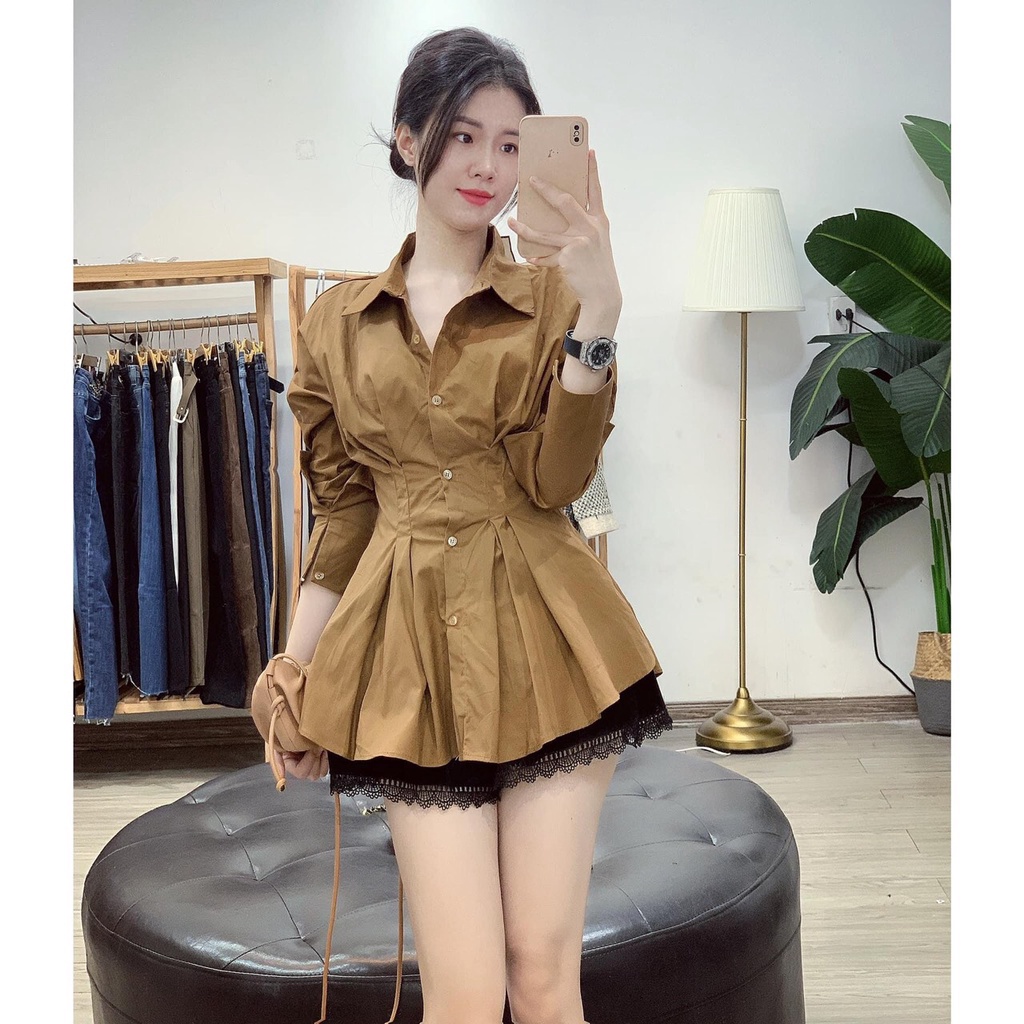 ❇ÁO SƠ MI NỮ TD CHÍT EO DÁNG XÒE - HÀNG QC CAO CẤP