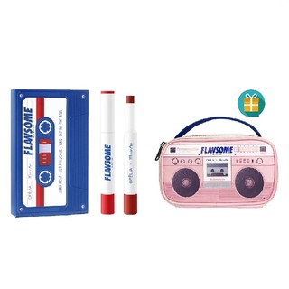 Set son Ofélia x Miracle Apo Flawsome Glow Lip The Red Set (2 x 2g) + TẶNG Túi Trang điểm Flawsome's Retro Cassette