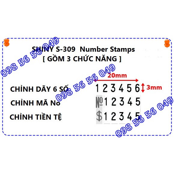 Dấu Đóng Số Shiny PET-309 [ 6 Số / Numbering Stamp ]