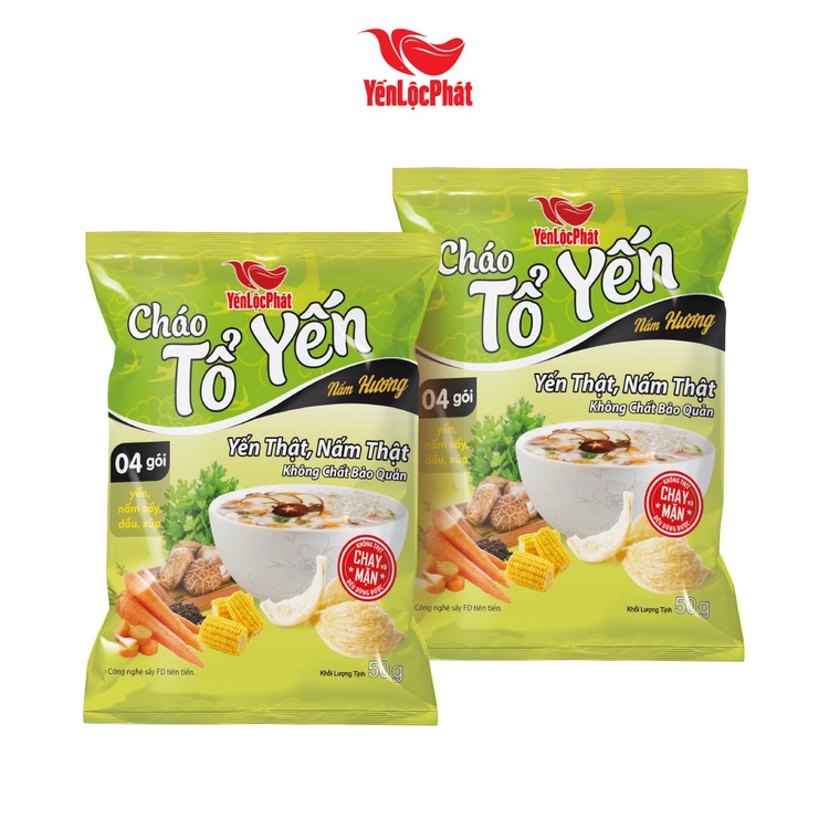 Combo 8 gói Cháo tổ Yến Yến Lộc Phát - 4 Vị - Ăn liền - Gói 50Gr