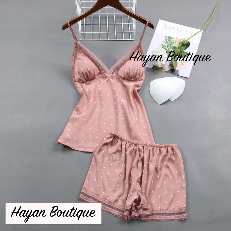 Bộ ngủ sexy chấm bi dễ thương, bộ mặc nhà quyết rũ KÈM LÓT NGỰC - QUẢNG CHÂU #HT45 | BigBuy360 - bigbuy360.vn