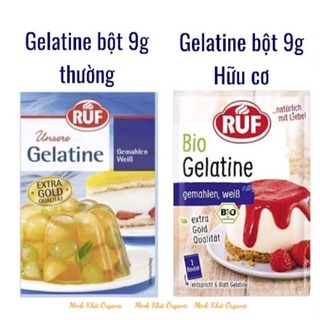 Gelatin hữu cơ Ruf 9g và Sobo 9g làm thạch rau câu, kẹo dẻo cho bé [Date 04/ 2026]