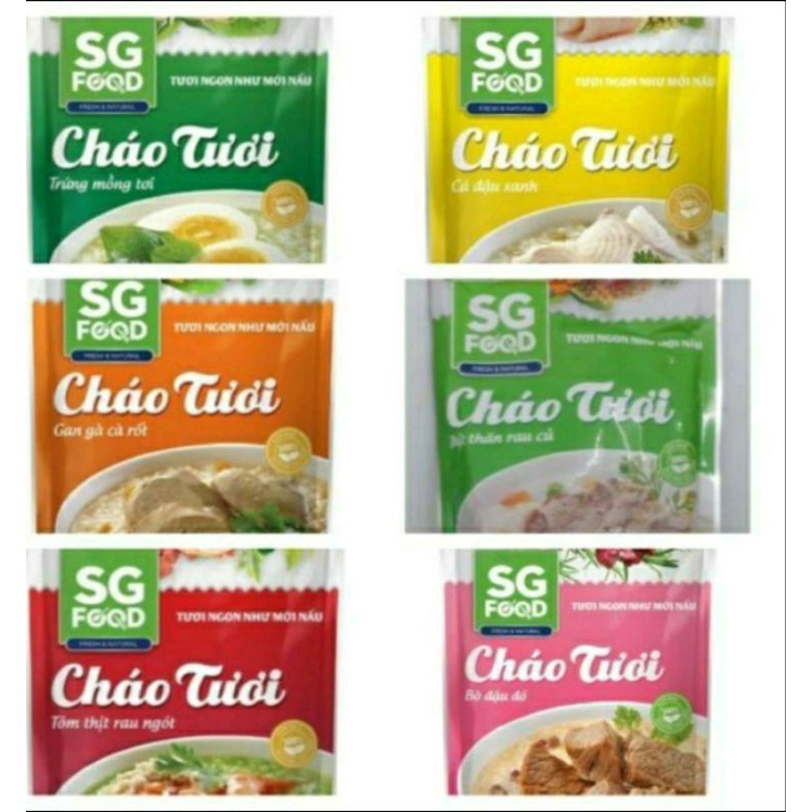 ( Theo độ tuổi) Các loại combo cháo tươi phân theo độ tuổi của SG Food