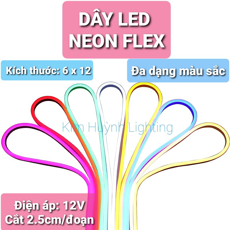 DÂY LED NEON FLEX (6x12) CUỒN 5M, DC12V, NGOÀI TRỜI KHÔNG THẤM NƯỚC