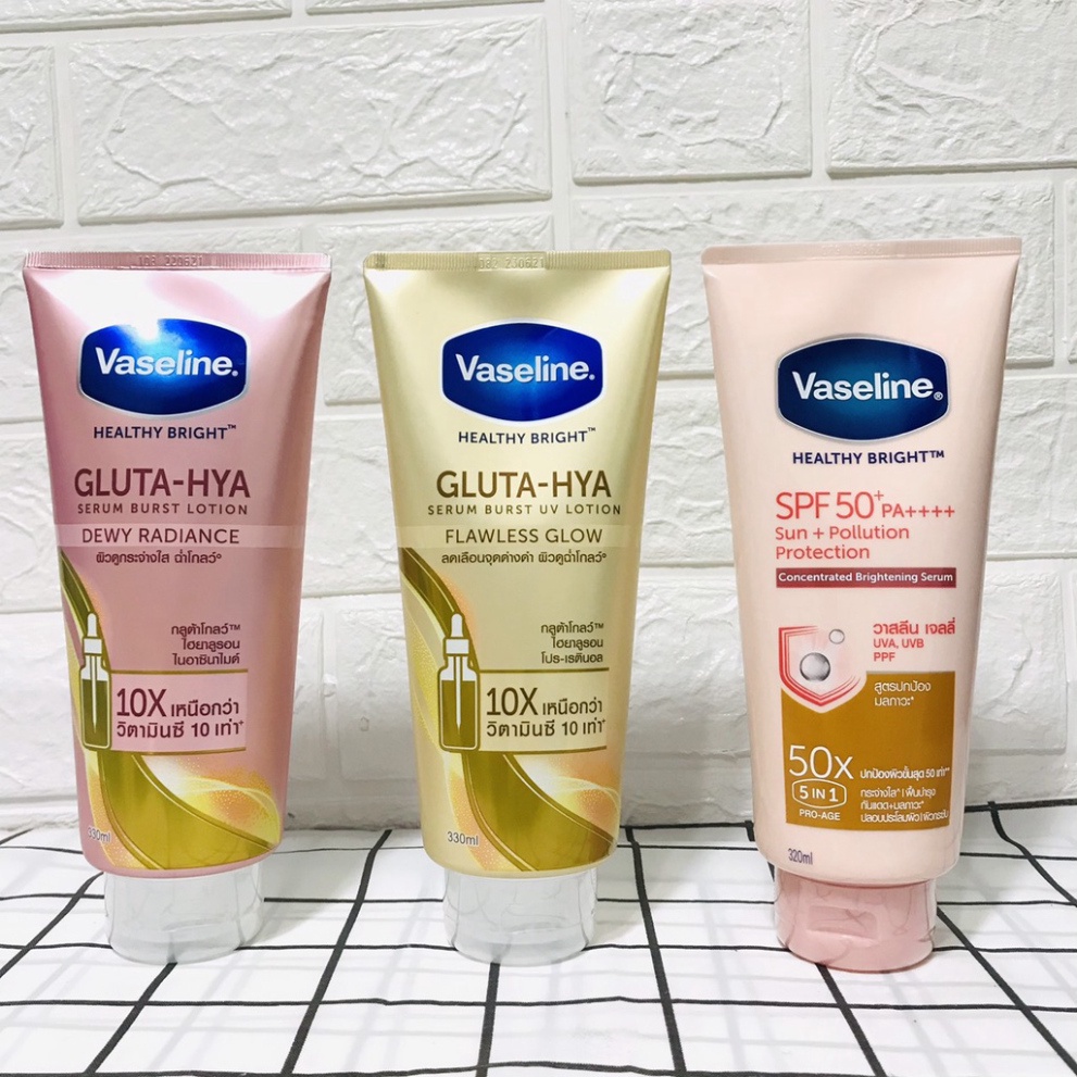 Sữa Dưỡng Thể Vaseline Healthy White dưỡng da ngày đêm 50x Gluta HYA Thái Lan (320ML-330ML)