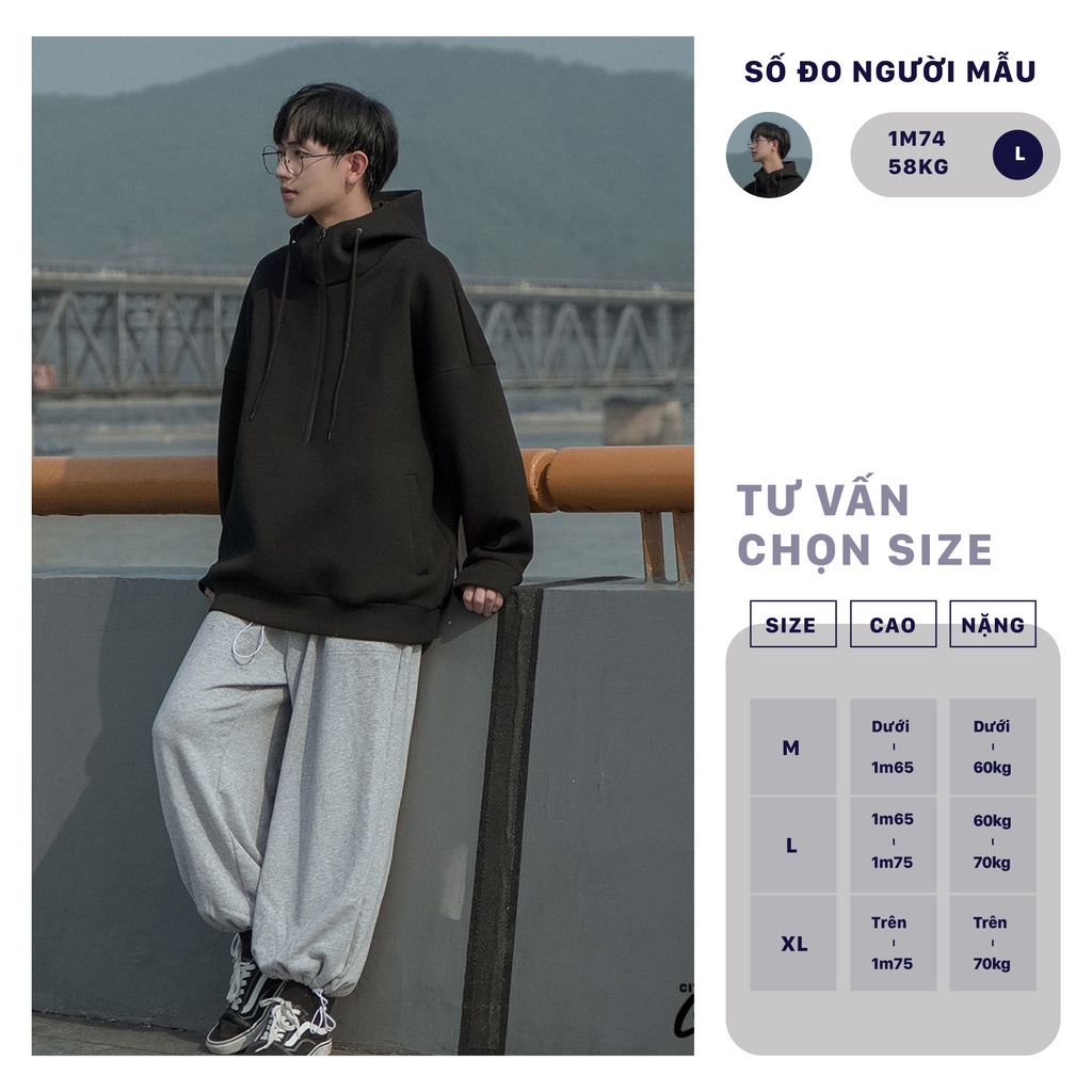 Áo Hoodie zipper 0620 áo hoodie trơn form rộng dáng unisex Hàn Quốc- City Cycle