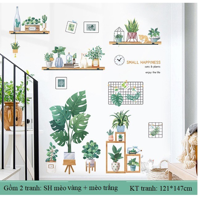 Combo Tranh decal dán tường SMALL HAPPINESS- tranh trang trí decor phong cách Hàn Quốc, dán phòng khách, spa