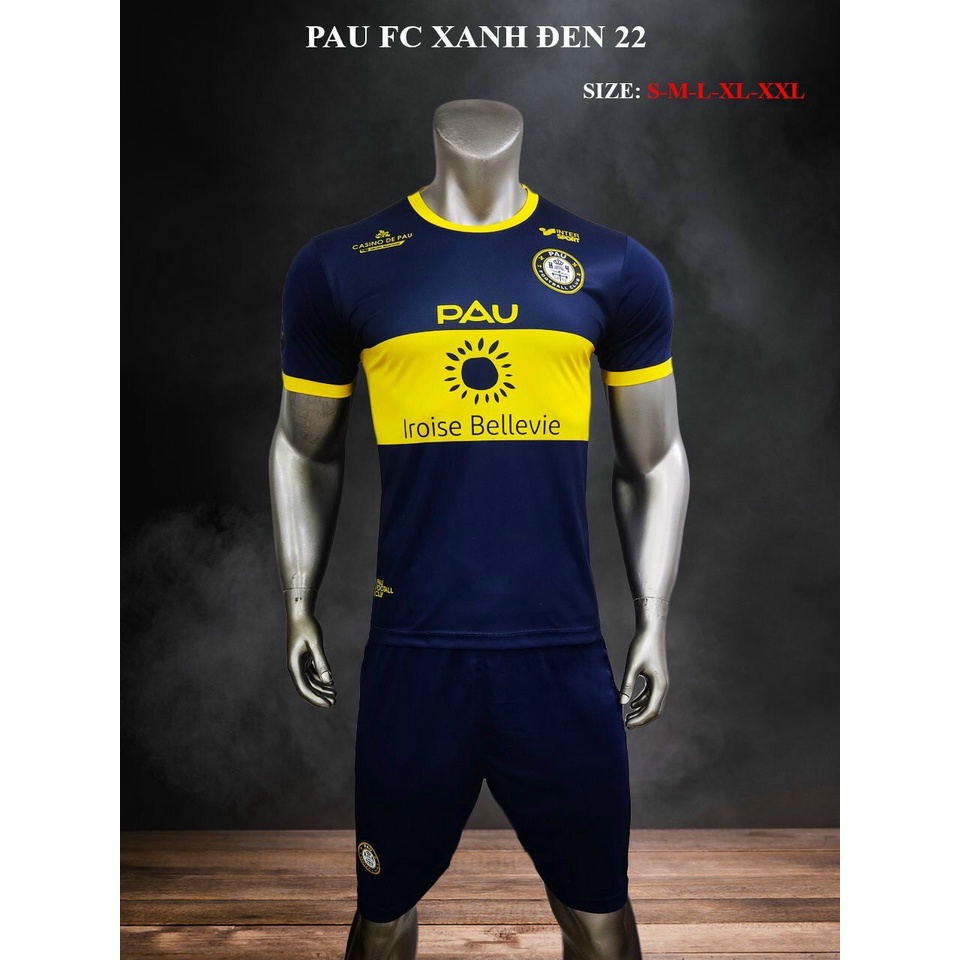 Bộ quần áo đá banh PAU FC (Quang Hải) xanh đen