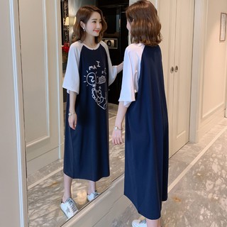 Đầm thun suông chất liệu cotton có hai màu trắng tím than kèm ảnh thật