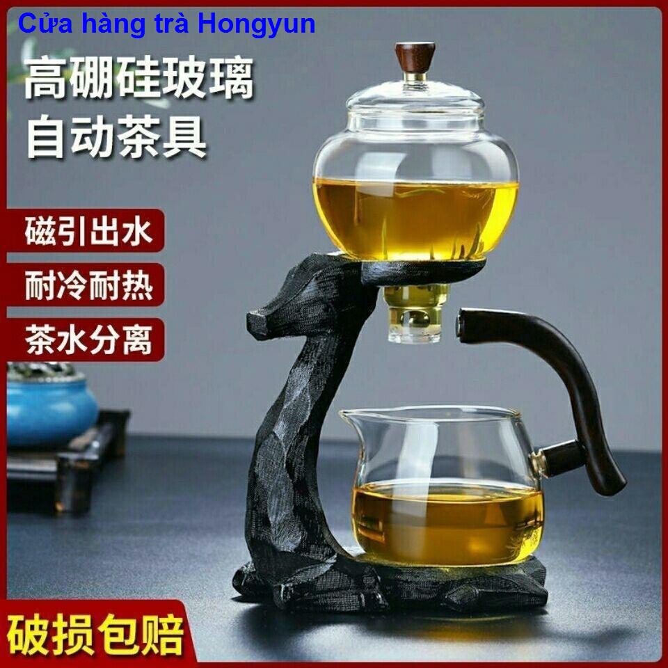 Bộ ấm pha trà bán tự động bằng thủy tinh chịu nhiệt cao Teacup văn phòng cao cấp trà Kung Fu từ tính hút trà tại nhà