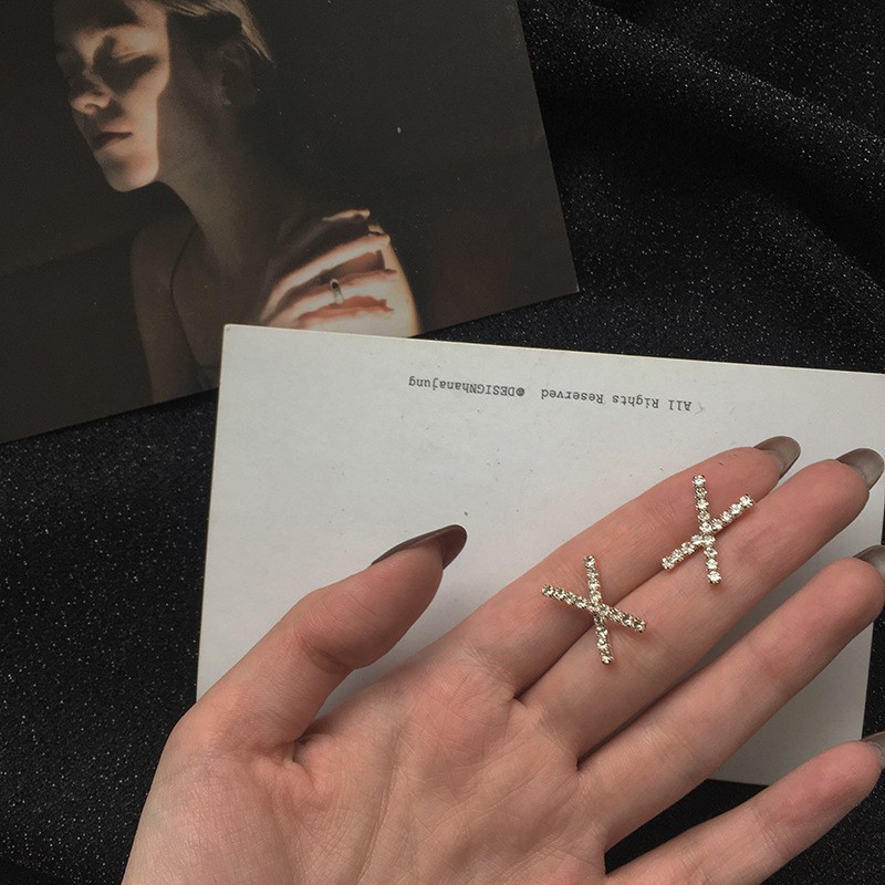 Bông Tai Chữ X Đơn Giản Theo Phong Cách Hàn Quốc A416