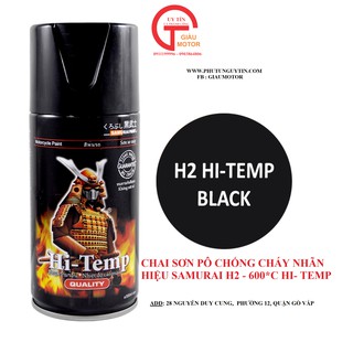 [SAMURAI] Sơn xịt sơn xe máy Samurai H2 Chịu nhiệt màu đen mờ sơn pô chống cháy_H2 Temp BLACK