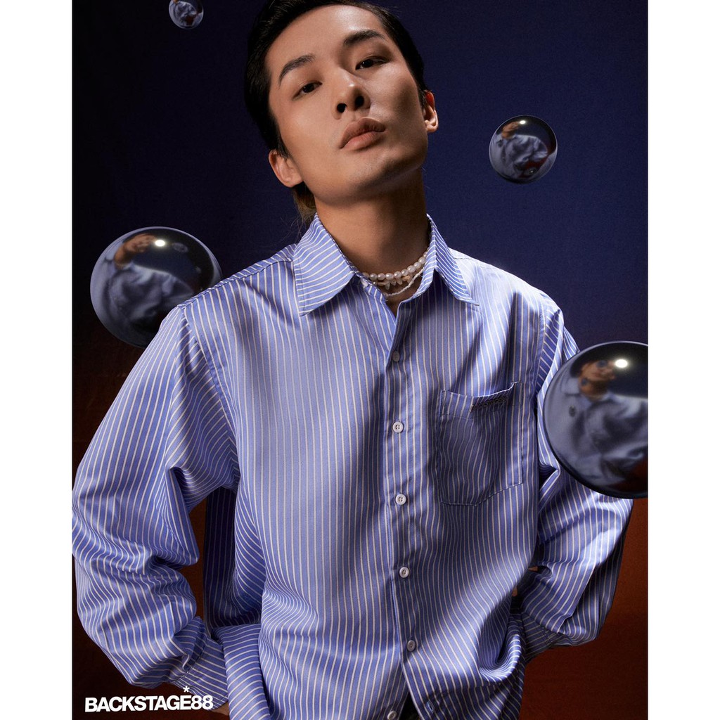 Áo sơ mi nam dài tay cổ bẻ METAL LOGO unisex nam nữ local brand BACKSTAGE88