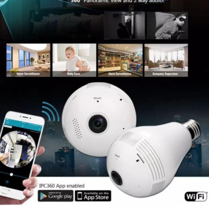 Camera Ip Wifi Không Dây Hình Bóng Đèn V380 360 Độ Code-713