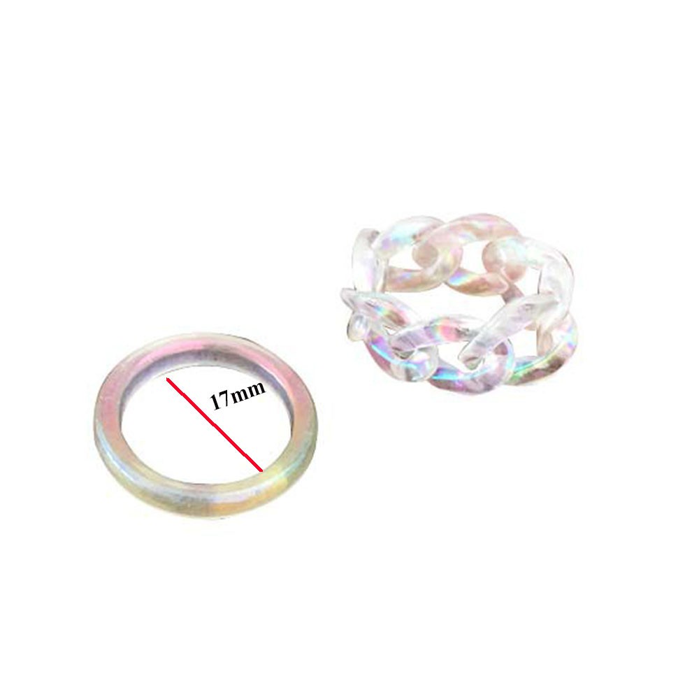 Nhẫn Đính Đá Resin Màu Laser Phong Cách Hàn Quốc Cổ Điển Thời Trang Cho Nữ