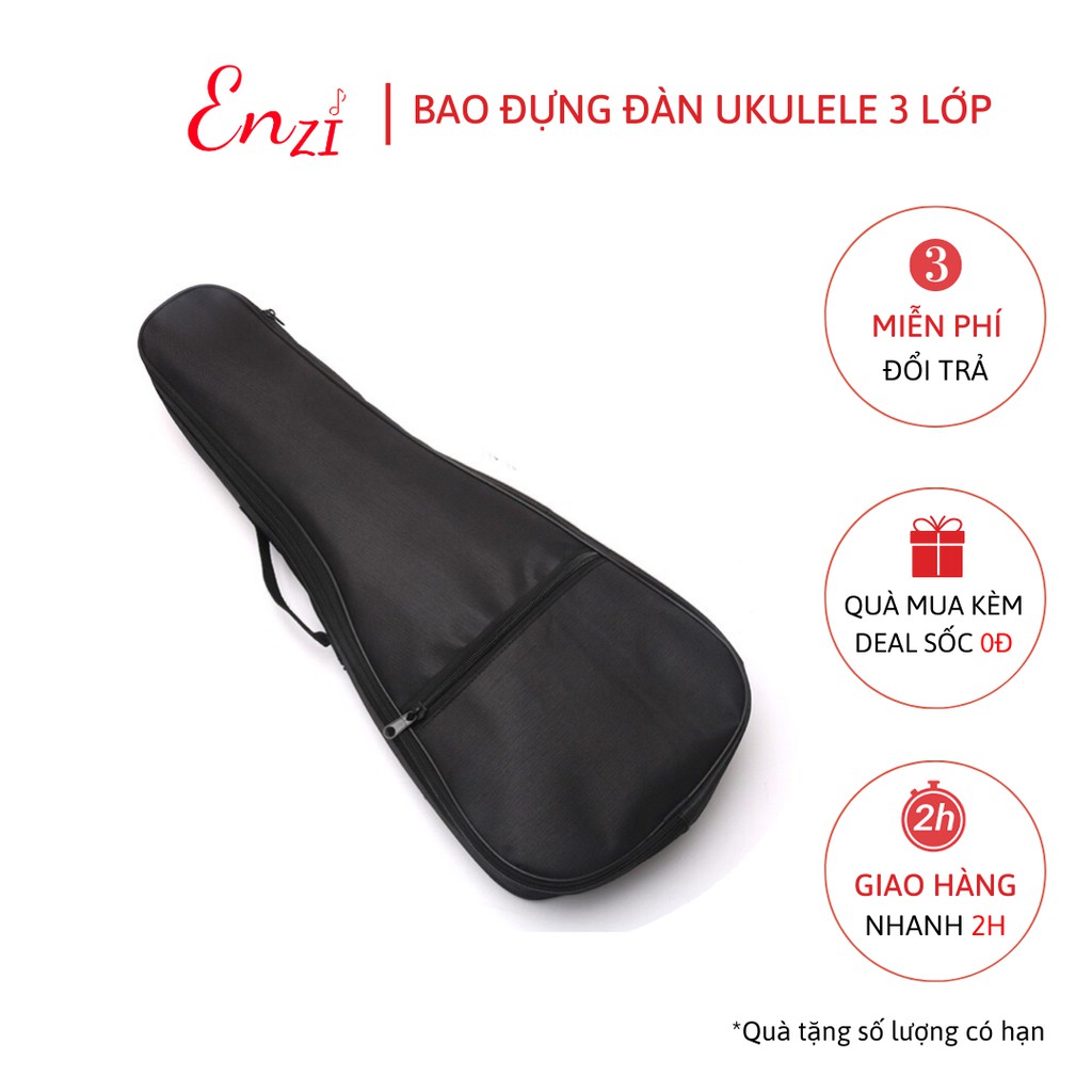 Bao đàn ukulele loại dày 3 lớp bền đẹp chống thấm nước và bao 1 lớp chất lượng cho đàn 21 23 26 inch Enzi