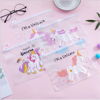 Túi đựng bút nhám chống thấm nước in họa tiết ngựa một sừng/báo hồng đáng yêu