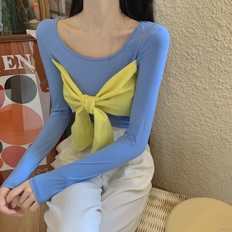 Áo thun tay dài dáng ôm thời trang phong cách Hàn Quốc dành cho nữ