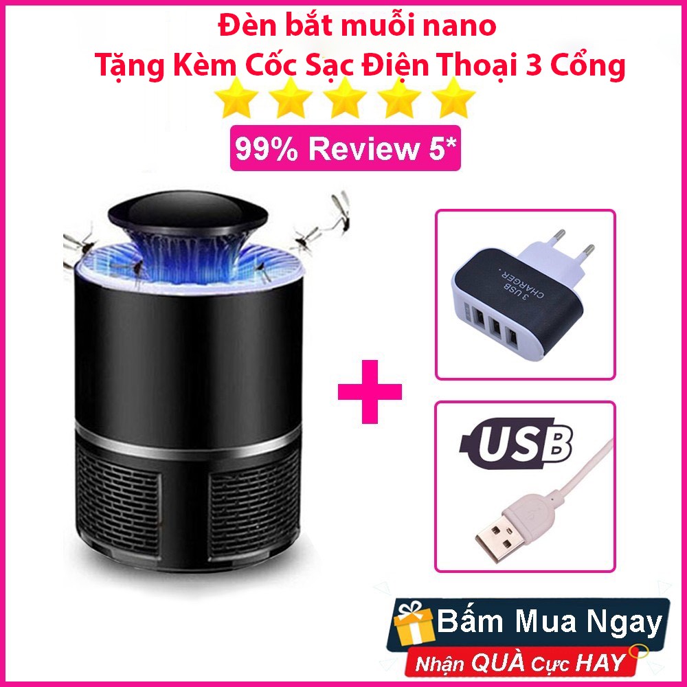 🐤 Máy Bắt Muỗi Và Diệt Côn Trùng Nano Wave Tặng Kèm Cốc Sạc Điện Thoại 3 Cổng 🐤