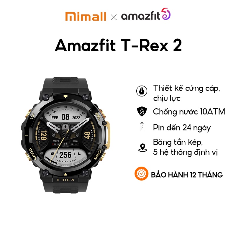 Đồng hồ thông minh Amazfit T-Rex 2 hỗ trợ GPS | Pin đến 24 ngày | Chống nước 100M - Bảo hành 12 tháng
