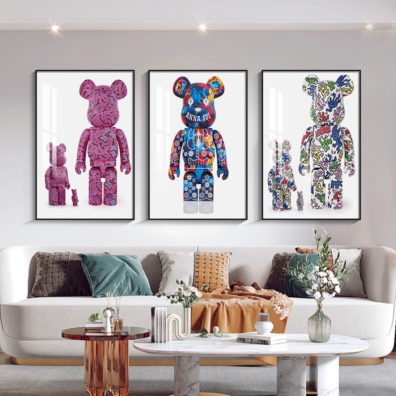 Tranh tráng gương cao cấp gấu kaws/ bearbrick