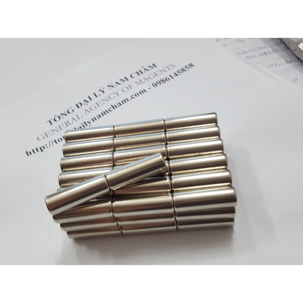 Nam châm viên trắng đất hiếm 10x30mm