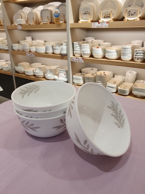 Tô thủy tinh cao Mỹ Corelle Silver Crown hoa văn Nguyệt Quế 900ml 428
