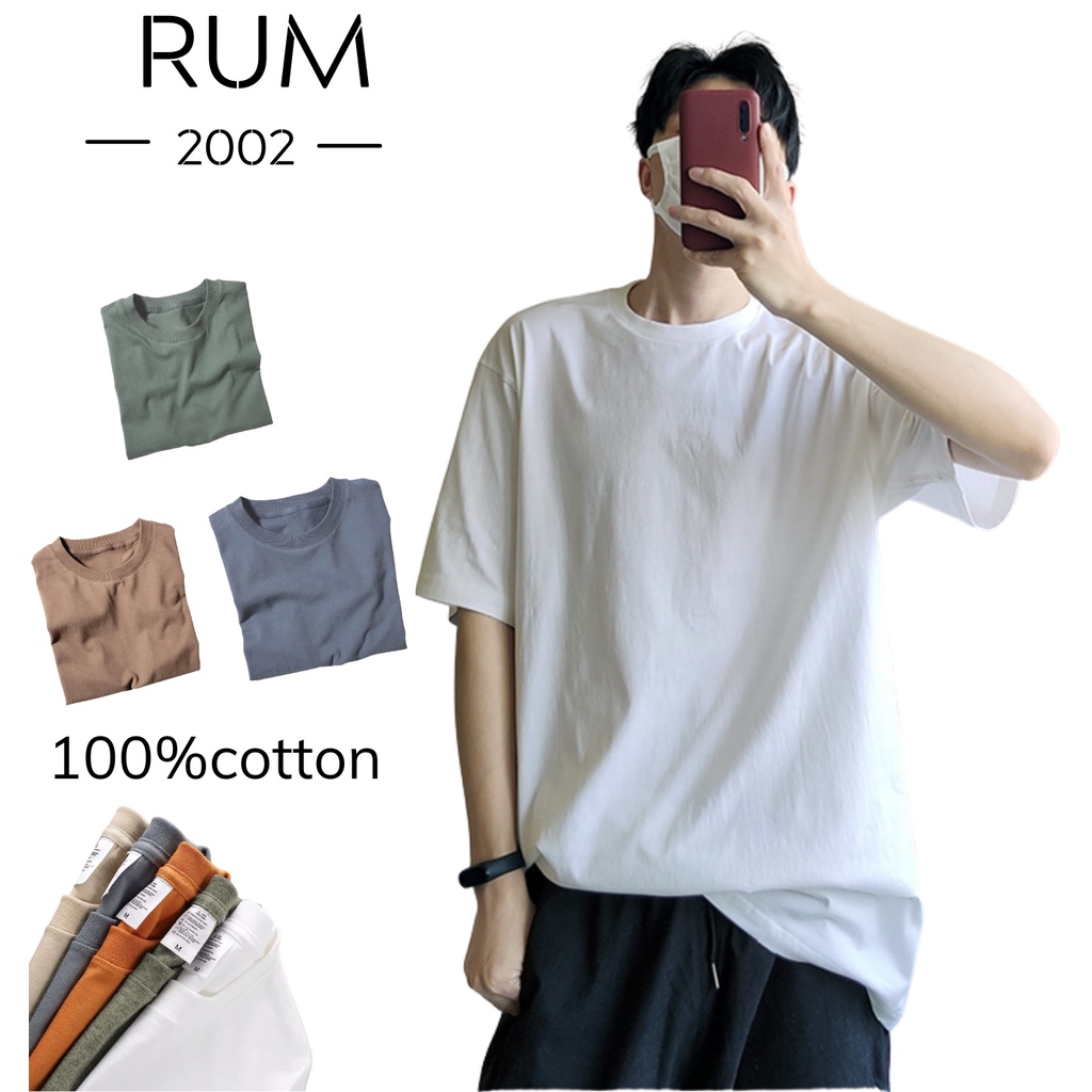 Áo thun Unisex 100% COTTON phông trơn nam nữ tay lỡ form rộng