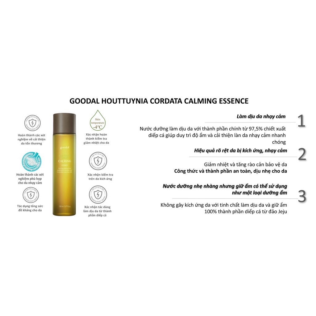 Bộ Dưỡng Chăm Sóc Goodal Houttuynia Cordata Calming Essence Double E 150Ml-50Ml-Cotton Pad16Ea