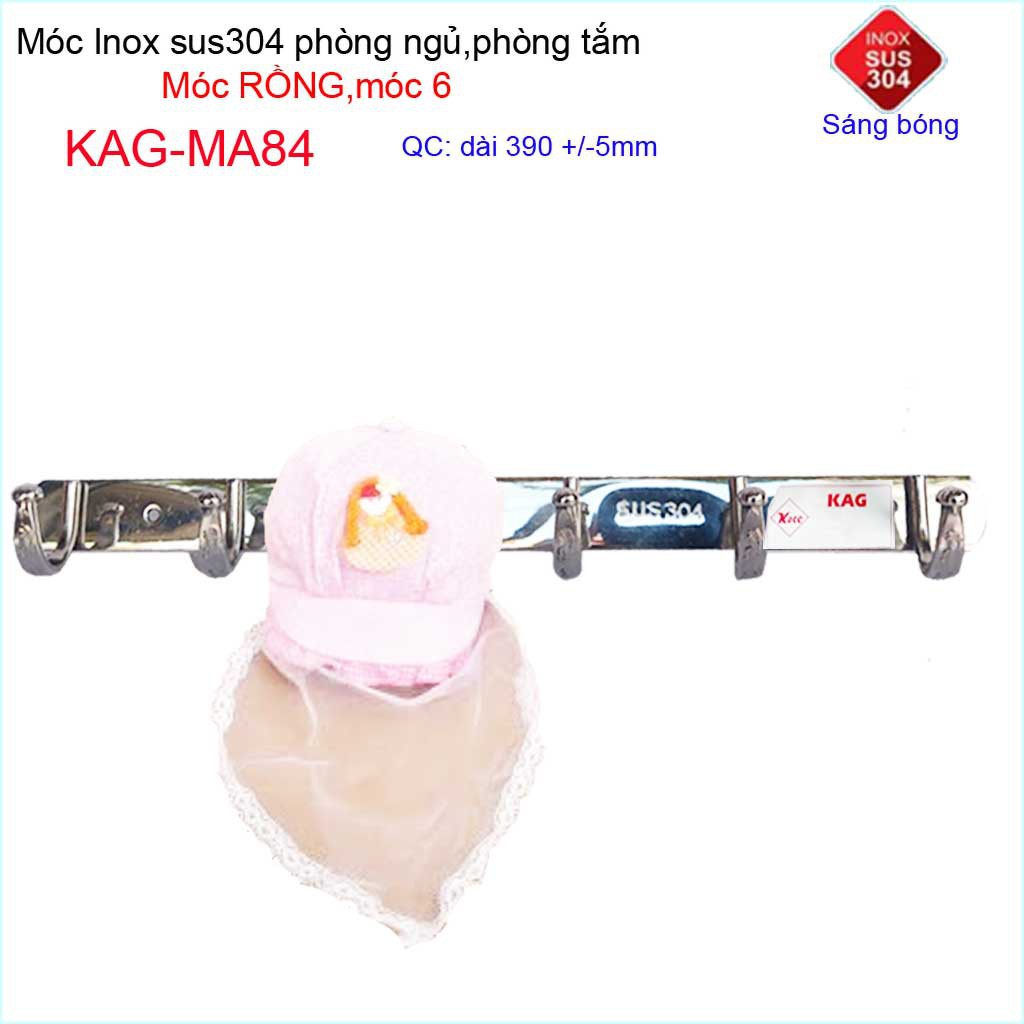 Móc rồng treo quần áo inox 304 cao cấp dày, móc Kace 6 móc treo đồ nhà tắm KAG-MA84