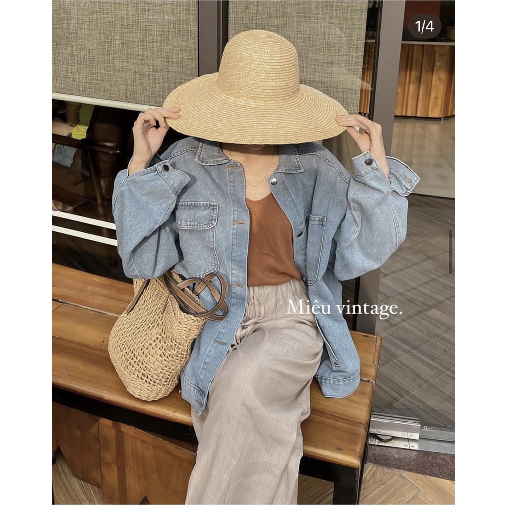 Áo Khoác Nữ Jean UNISEX Form Rộng Nữ - Áo khoác bò Denim nữ form rộng suông street style chống nắng basic Hàn Quốc