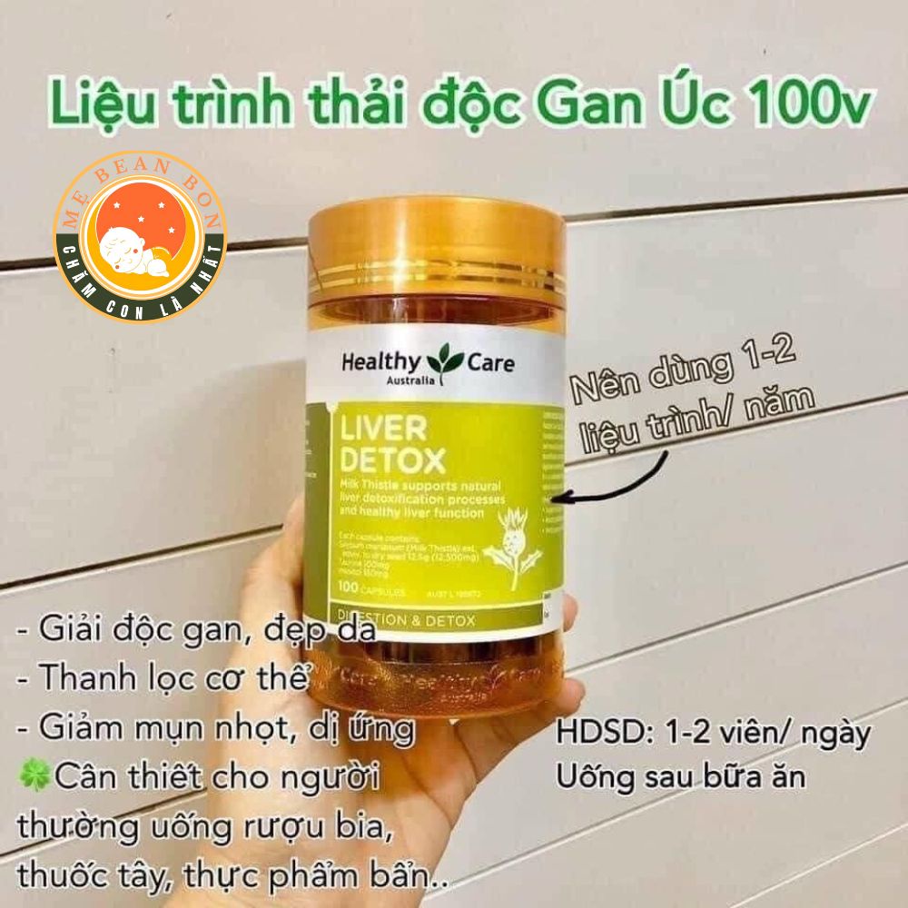 Giải độc gan hiệu quả - Viên uống thải độc gan Healthy Care Liver Detox hộp 100 viên của Úc