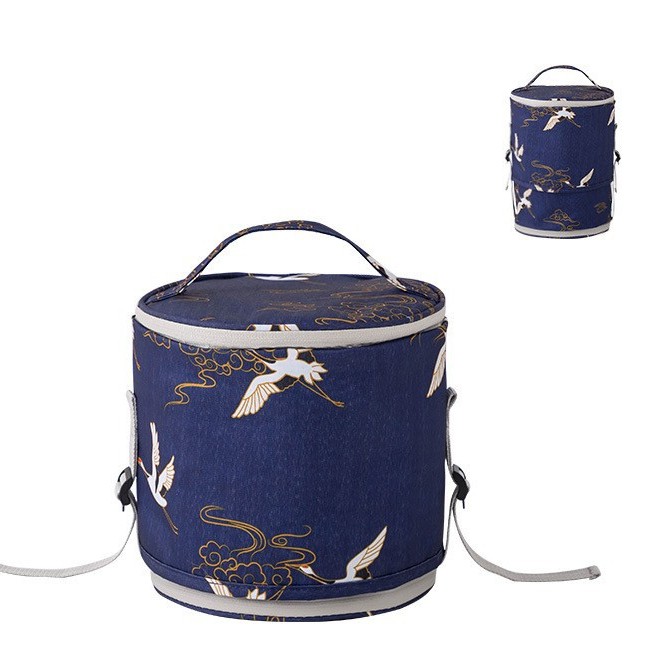 Túi đựng cơm giữ nhiệt cao cấp, 4 lớp giữ nhiệt nóng, lạnh (size 16x14x27 cm), Túi đựng thức ăn tròn - LEMON