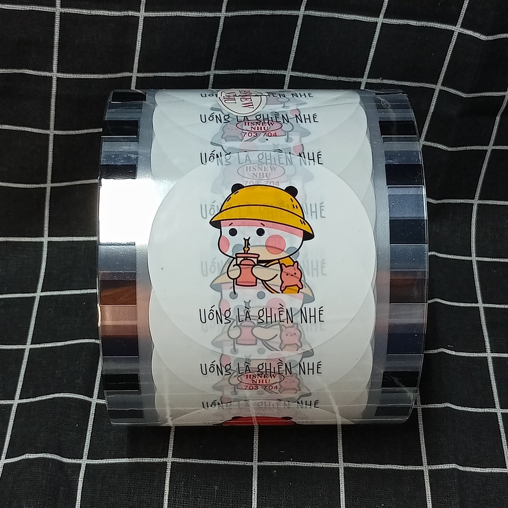 Màng ép ly nhựa,  màng ép cốc trà sữa từ 300ml đến 700ml hiệu HS NEW cam kết đủ 2400 ly/cuộn mẫu 703