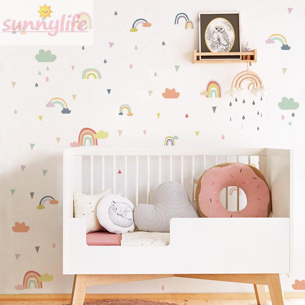 Sticker Dán Tường Họa Tiết Hình Cầu Vồng Dùng Trang Trí Phòng Ngủ Cho Trẻ Nhỏ