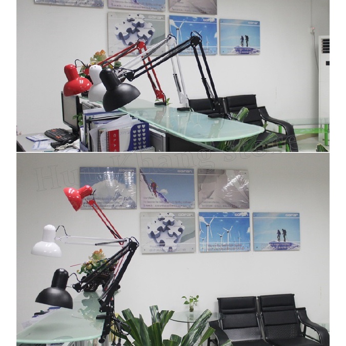 Bộ đèn gập đế kẹp bàn kèm bóng 9w